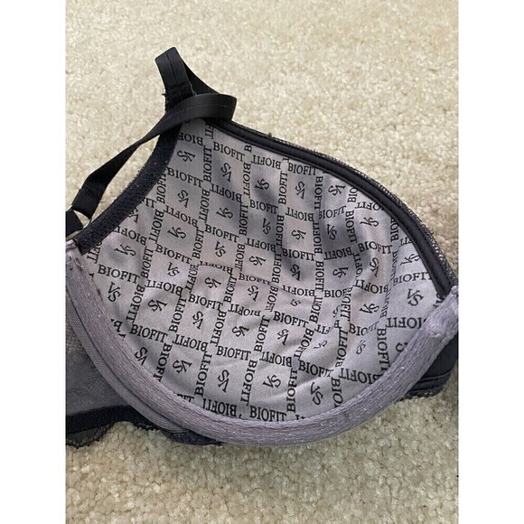 Victorias Secret Gray 34C Bra Unlined Full Coverage Lace Underwire Padded Sexy - Picture 10 of 11